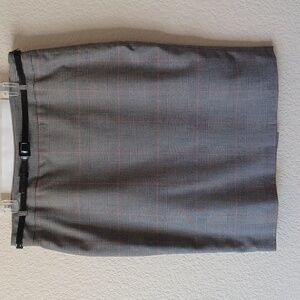Chaps Glen Plaid Pencil Skirt Black & White with Black Belt EUC, Womens Size 12